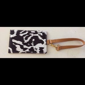 DVF black and white ikat print luggage tag